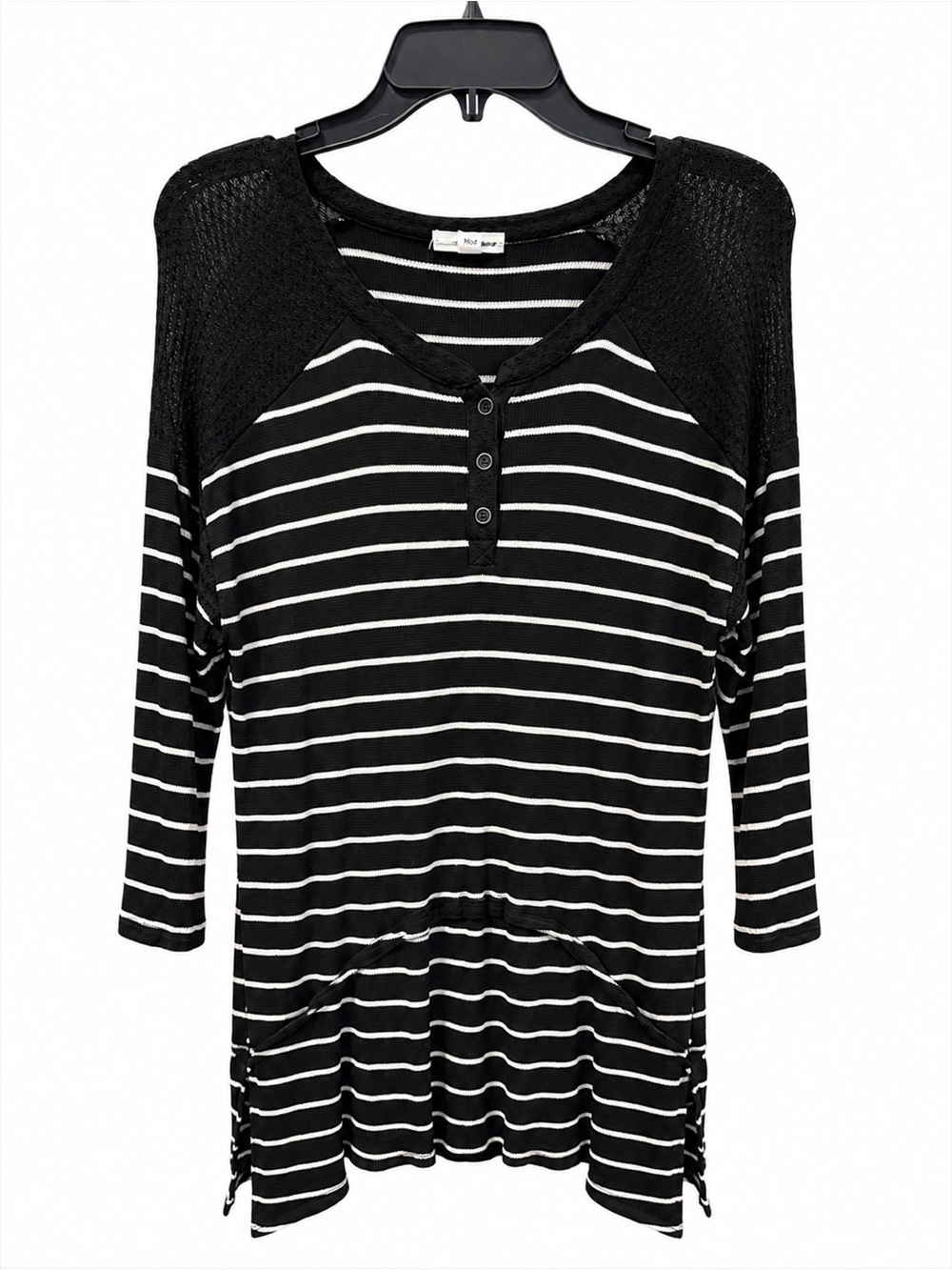 Eyeshadow Black & White Striped Henley Tunic
